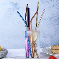 Universal Stainless Steel Straws Reusable Metal Bent Sturdy Drinking Straw Fashion Bar Party Straight Drinks Supples Decor