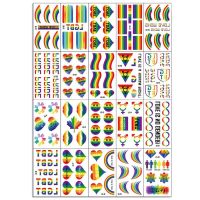 Temporary Fake Tattoo Gay Waterproof Sticker Rainbow Flag Face Cosmetic Leg Arm Body Art For Men Women 20pcs/set