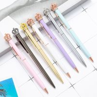 1 Pcs Creative Crystal Shiny Metal Crown Ballpoint Pen Interesting Ball Ballpoint Pen School Stationery School Office Supplies Pens