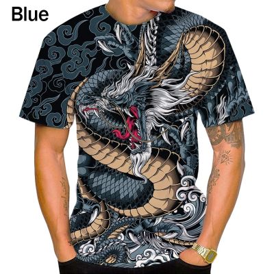 CODTheresa Finger Summer Trend Fashion New 3D Printing Dragon T-shirt men Casual Round Neck Short-sleeved Shirts