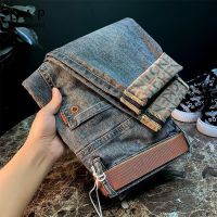 ◊ Jeans mens 2022 new spring high-end trendy brand nine-point slim fit small feet ruffian handsome Korean version of trendy pants for men