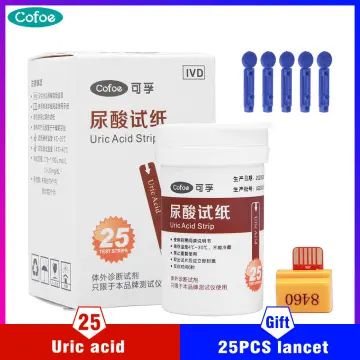 Cofoe 25pcs Uric Acid Test Monitor Set With 25pcs Uric Strips 25pcs Lancets  Gout Uric Acid Meter UA Test Kit