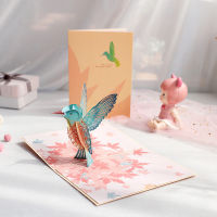 ?【Lowest price】Qearl 3D Hummingbird BIRD greeting คิดถึงคุณบัตรสำหรับซองจดหมายงานแต่งงานวันเกิด