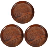 3X Tableware Household Smooth Wooden Bread Dish Tray Kitchen Utensils Seasoning Plate Round