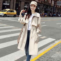 ผู้หญิง Trench Coat สไตล์อังกฤษเอวทินเนอร์กลางความยาว Windbreaker Chic Streewear Slim หญิง Outwear เกาหลี Fashion