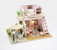 Hongda Diy Cabin Light Blue Coast Fade Loft Hand Assembled Model Doll House Creative Gift