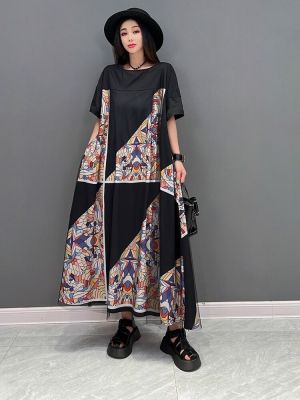 XITAO Dress  Loose Half Sleeve Vintage Print Dress