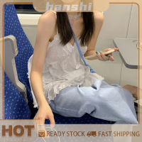 hanshi [2023 new HOT FASHION] lazlook เสื้อกล้ามคอวีแต่งระบายสำหรับผู้หญิงเสื้อสายเดี่ยวแนวหวานวันหยุดชายหาดเสื้อแบบเรียบง่ายสำหรับใส่ไปเรียน