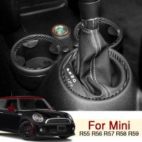 วงแหวนถ้วยน้ำสำหรับตกแต่งแผงเกียร์รถยนต์สติกเกอร์คาร์บอนสำหรับ BMW MINI ONE Cooper S R55 R56 R57 R58 R59อุปกรณ์ตกแต่งภายใน