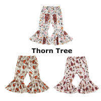 Thorn Tree เด็กวัยหัดเดินเด็กสาวน่องเลกกิ้งวัวลายดอกไม้ยืดยืดเด็กยืดระฆังกางเกงเปลวไฟกางเกง