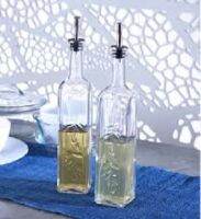 Pasabahce Oil Vinegar Glass (2 ใบ) ขวดเเก้วใส่ออย ขวดแก้ว ขวดโหลเเก้ว ทรงสูงสี่เหลี่ยมลวดลายสวยงาม /  15 ออนช์(500 cc)