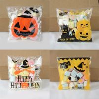 [HOT YAPJLIXCXWW 549] 50Pcs 10X10Cm Self Adhesive Candy กระเป๋าการ์ตูนฮาโลวีน Treat กระเป๋าคุกกี้บิสกิตแพคเกจ Happy Halloween Party Supplies