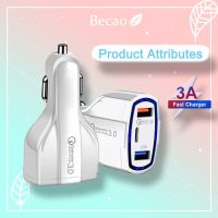 ( Pro+++ ) คุ้มค่า Becao ที่ชาร์จแบตในรถ QC 3.0 ค่าเร็ว USB Type C 2 พอร์ตสมาร์ทอะแดปเตอร์ชาร์จสากล ราคาดี อะ แด ป เตอร์ อะแดปเตอร์ รถยนต์