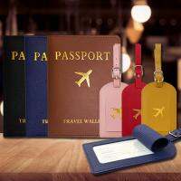 【DT】 hot  Card Holder Dirt Proof Pass-port Cover Pass-port Cover And Luggage Tag Set Pass-port Cover And Luggage Tag Set