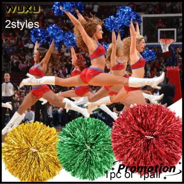 Set Of 2 Glitzy Cheerleader Pom Poms In Red