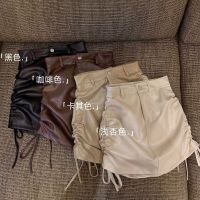 COD ☸✎ The Neonatal Shop34uilk9iy PU leather skirt womens high waist thin drawstring pleated Hip Wrap short skirtpu皮半身裙女高腰显瘦抽绳褶皱包臀短裙2021秋装黑色绑带裙子9月23日发完wanglz.my 9.17