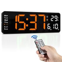 Digital Wall Clock Large Wall Mounted Remote Remote Control Date Week Temperature Clock Dual Alarms Gym Big LED Wall Clocks