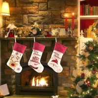 Large Christmas Stockings Classic Hanging Ornament Xmas Holiday Party Decoration Socks Tights