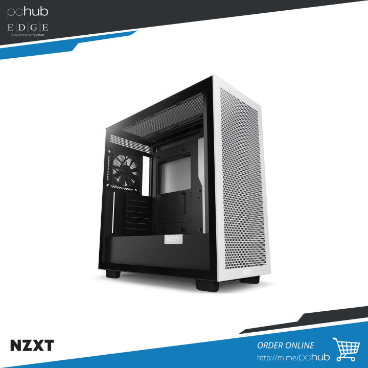 NZXT H7 Flow TG, white black, ATX, 2x120mm, USB3 1C 2A, pn: CM-H71FG-01 ...