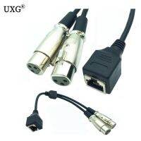 【】 PC Helpers MALL 2 XLR 3พินตัวเมียเพื่อ RJ45ตัวแปลงเครือข่ายสายต่อ25ซม