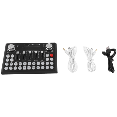 F007C English Version Professional Convenient Compact Desktop Singing Sound Card Sound Card Mixer for Live