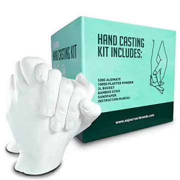Hand Casting Kit Complete Safe Hand Molding Kit Keepsake DIY Hand Mold Kit with Bucket Powder Sandpaper Stick Preserve Memories Sculpture for Couples
