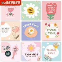 QU333699 100PCS หลากสี การ์ดขอบคุณค่ะ ดอกไม้การ์ตูน 6ซม. 6ซม. ป้ายแสดงความกตัญญู ของขวัญสำหรับเด็ก ของตกแต่งบ้าน โปสการ์ดอวยพร สากลสากลสากล