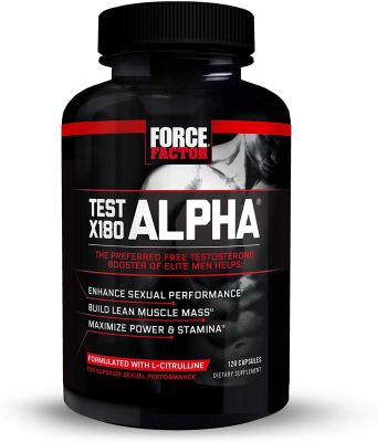 Force Factor Test X180 Alpha (120 Capsules) Total Testosterone Booster for Men with Fenugreek Seed and Maca Root to Increase Blood Flow, Build Lean Muscle, Improve Male Athletic Performance สร้างกล้ามเนื้อ