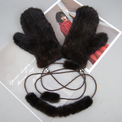 ใหม่แฟชั่นฤดูหนาวผู้หญิงจริง Mink Fur ถุงมือถักจริง Mink Fur ถุงมือ Lady Good Elastic Real Mink Fur Mittens