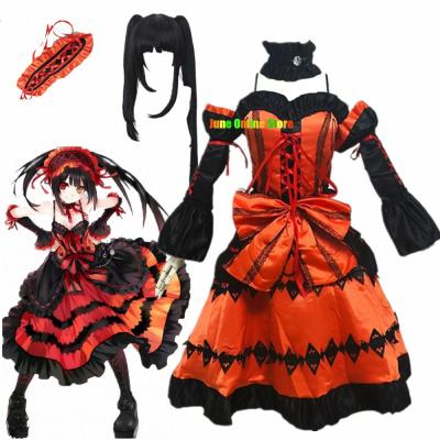 Anime DATE A LIVE Tokisaki Kurumi Cosplay Costume Wig Fancy Gothic Lolita Princess Dress Women Nightmare Halloween Party Outfit