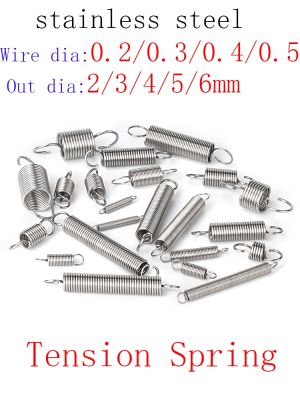 10pcs/lot 0.3mm 0.4mm 0.5mm  stainless steel Tension spring with O hook extension spring Electrical Connectors