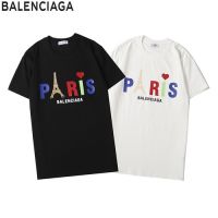 Balencia Casual Cotton Print เสื้อยืดแขนสั้นสำหรับผู้ชายและผู้หญิง