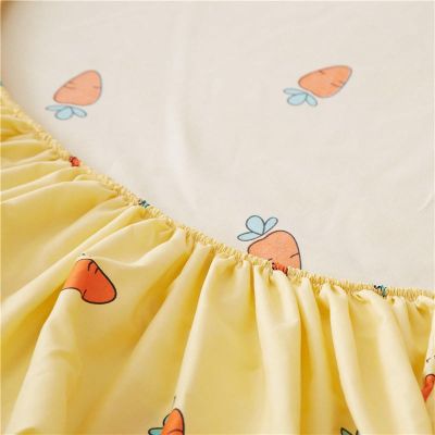 1 Pc Fitted Sheet On The Elastic Green Color Bedding Cartoon Avocado Pattern INS Style Bed Sheets