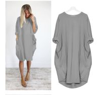 Women Casual Loose Pocket Long Sleeve T-Shirt Dress New Arrival Summer O-Neck Fashion Lady Elegant Oversize Streetwear Vestidos