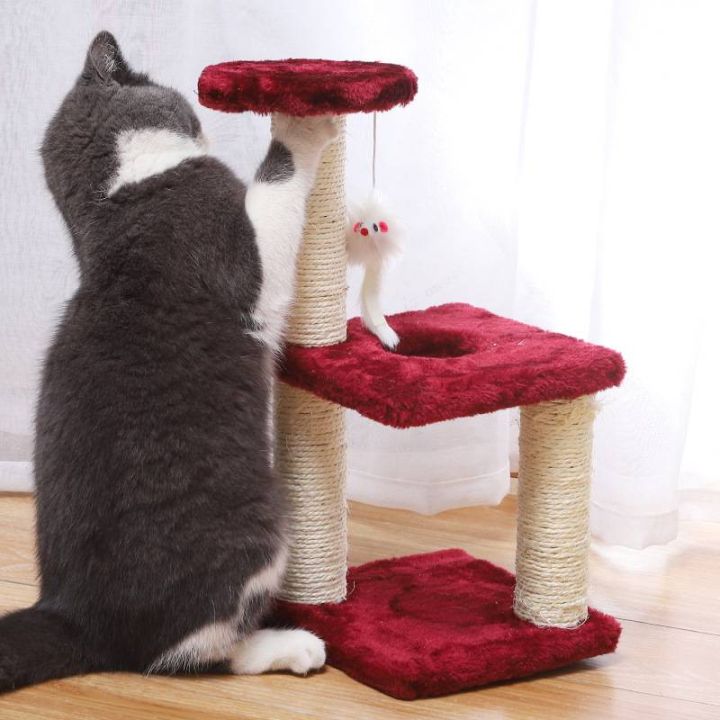 พร้อมส่ง-คอนโดแมว-3ชั้น-ที่ลับเล็บแมว-คอนโดมินิ-ของเล่นสัตว์เลี้ยง-เสาลับเล็บแมวมินิ