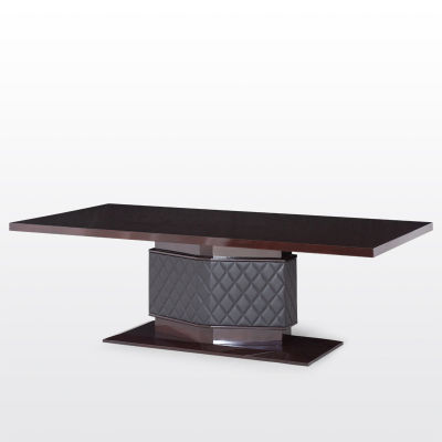 modernform โต๊ะอาหาร รุ่น HERMITAGE สีปรีรี่เข้มเงา ขากรุหนังแท้สีดำ