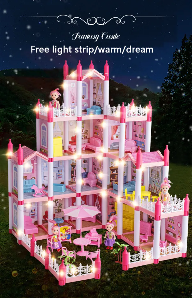 Free 2PCS dolls + Fairy Lights] SALE Big Dollhouse Multiple Floors