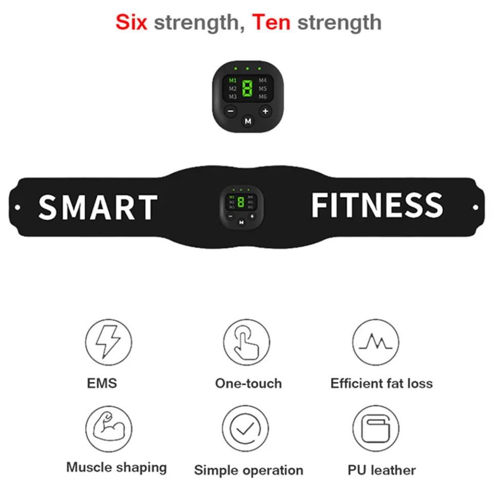 EMS ABS Rechargeable Wireless Abdominal Muscle Stimulator Smart Fitness  Massage Sticker Weight Loss belt Body Slimming belt