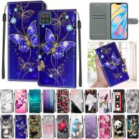 （shine electron）เคส M325เพ้นท์ลายผีเสื้อสำหรับ Samsung M52 SM-M526B 5G,เคส M127สำหรับ Samsung Galaxy M32 M12ฝาครอบกระเป๋าเงินมีช่องเสียบบัตรหนัง Etui