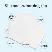 、‘】【； High Elastic Silicone Swimming Cap  Solid Color Waterproof Fitting Ear Protection Durable Soft Wear Comfortable Men Women