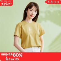 GIORDANO Women T-Shirts Colourful Letter Print 100% Cotton Tee Short Sleeve Summer Crewneck Relaxed Casual Tshirts 05393388