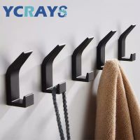 No Drilling Double Hook Black White Towel Hook For Bathroom Clothes Coat Hook Bedroom Robe Hook Livingroom Kitchen Accessories Clothes Hangers Pegs