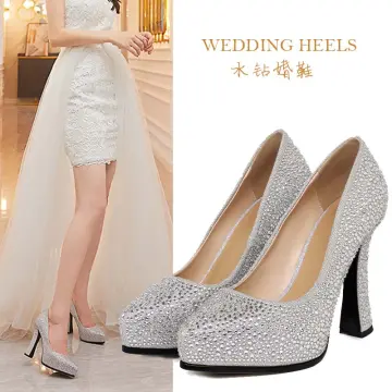 SPEES High Heels Pumps Wedding Shoes For Women Bridal Rhinestone High  Quality Lady Shoes Elegant Noble Banquet With Dress (Color : White, Size :  34 EU) : Buy Online at Best Price