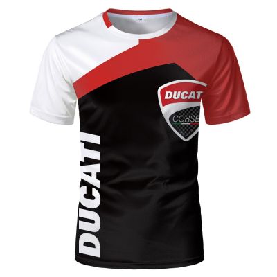 New mens spring and autumn car Ducati logo printing short-sleeved casual Harajuku high-end mens peripheral brand T-shirt