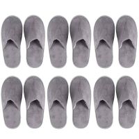 6-Pairs Disposable Slippers, Great for Hotel, Spa, Nail Salon Use-Non-Slip-Grey-Fits Up to US Mens Size 11 and US Womens Size 12