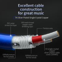 Aux Cable Jack 3.5MM To 3.5MM Audio Cable 7N silver plated occ Jack Speaker Cable For iPhone Computer Car Speaker For iPad