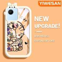 YIWESAN เคสสำหรับ Realme C30 C30s Narzo 50i Prime เคสการ์ตูนแฟชั่นโดราเอมอนสีสันสดใสเลนส์กล้องถ่ายรูปแบบนิ่มมอนสเตอร์ตัวน้อยเคสโทรศัพท์แบบใสปิดคลุมป้องกันการกระแทกซิลิโคนใส