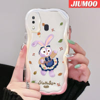 JIUMOO เคส A32 A31 A20กาแล็คซี่ของปลอกสำหรับ Samsung เคสลายกระต่ายสีม่วงสีสันสดใสกันกระแทกแบบใสนิ่มเนื้อครีมน่ารักปลอกใส่โปร่งใสลายกล้องถ่ายรูปที่คลุมป้องกันซิลิโคน