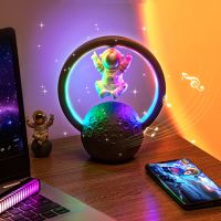 Magnetic Levitating Astronaut LED Night Light RGB Atmosphere Lamp With Music Player Bluetooth Speaker Table Lamp Room Decor Gift Night Lights