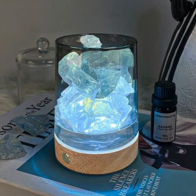 No fire aromatherapy essential oil natural crystal enlargement stone furnishing articles household bedroom persistent SPAR small night light birthday gift